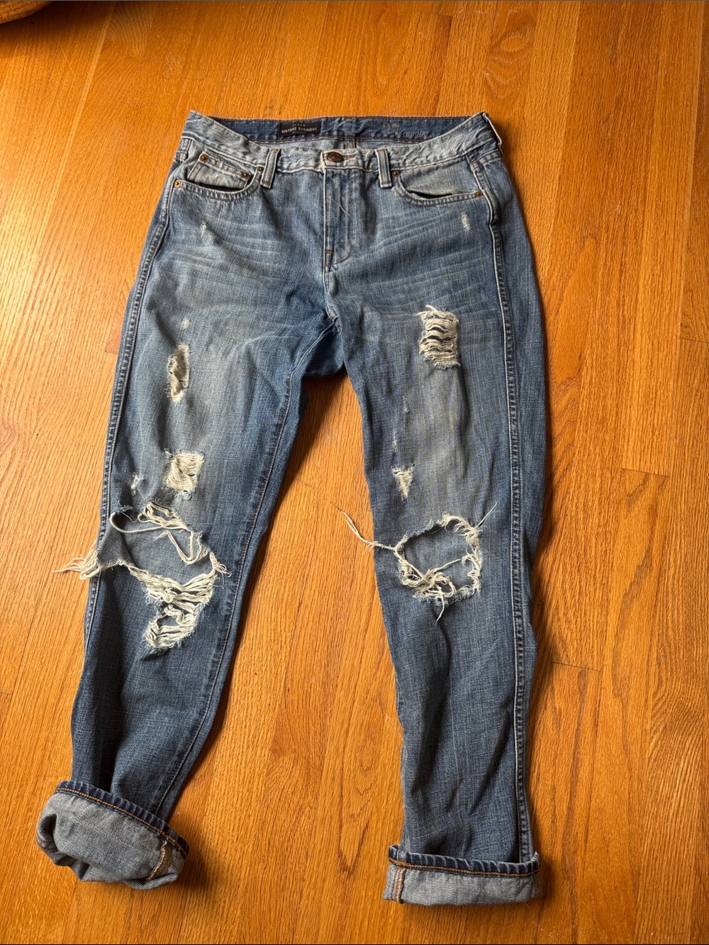 J. Crew Distressed Blue Boyfriend Jeans